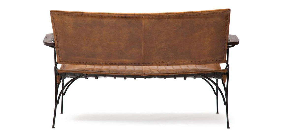 Диван-скамья из натуральной кожи Buffalo Leather Sofa two-seater