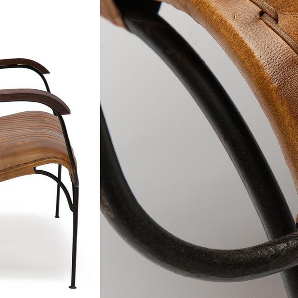 Диван-скамья из натуральной кожи Buffalo Leather Sofa two-seater