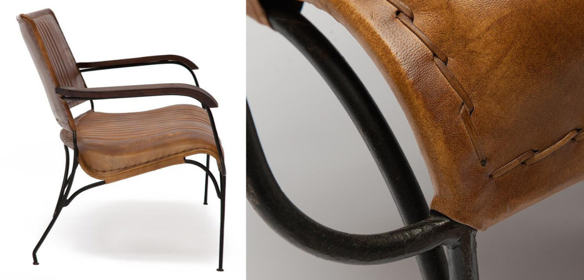 Диван-скамья из натуральной кожи Buffalo Leather Sofa two-seater