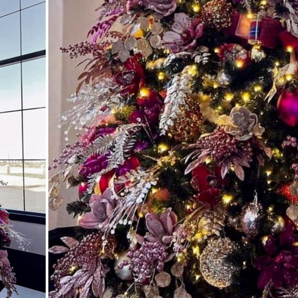 Дизайнерская Елка Премиум украшенная Лиловым Декором Christmas Tree Lilac Premium