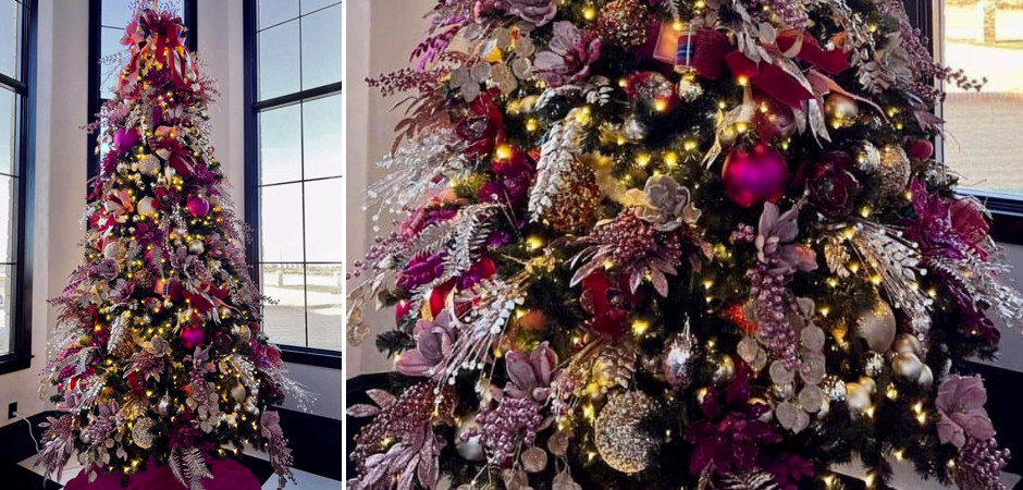Дизайнерская Елка Премиум украшенная Лиловым Декором Christmas Tree Lilac Premium
