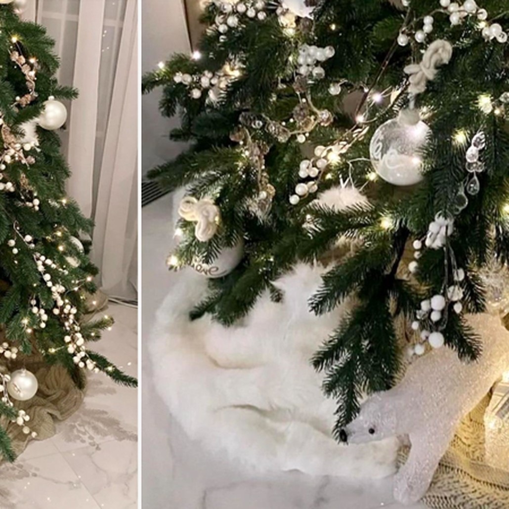 Дизайнерская Елка с Белым Декором Christmas Tree White Balls