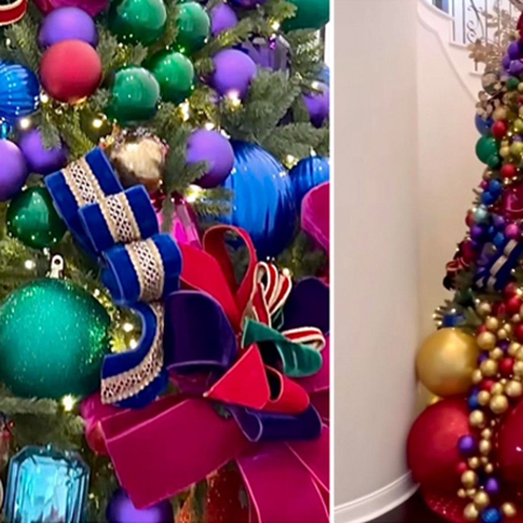 Дизайнерская Елка с Разноцветными шарами Christmas tree colorful balls