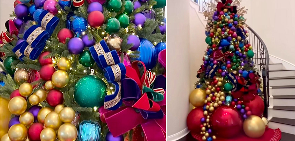 Дизайнерская Елка с Разноцветными шарами Christmas tree colorful balls