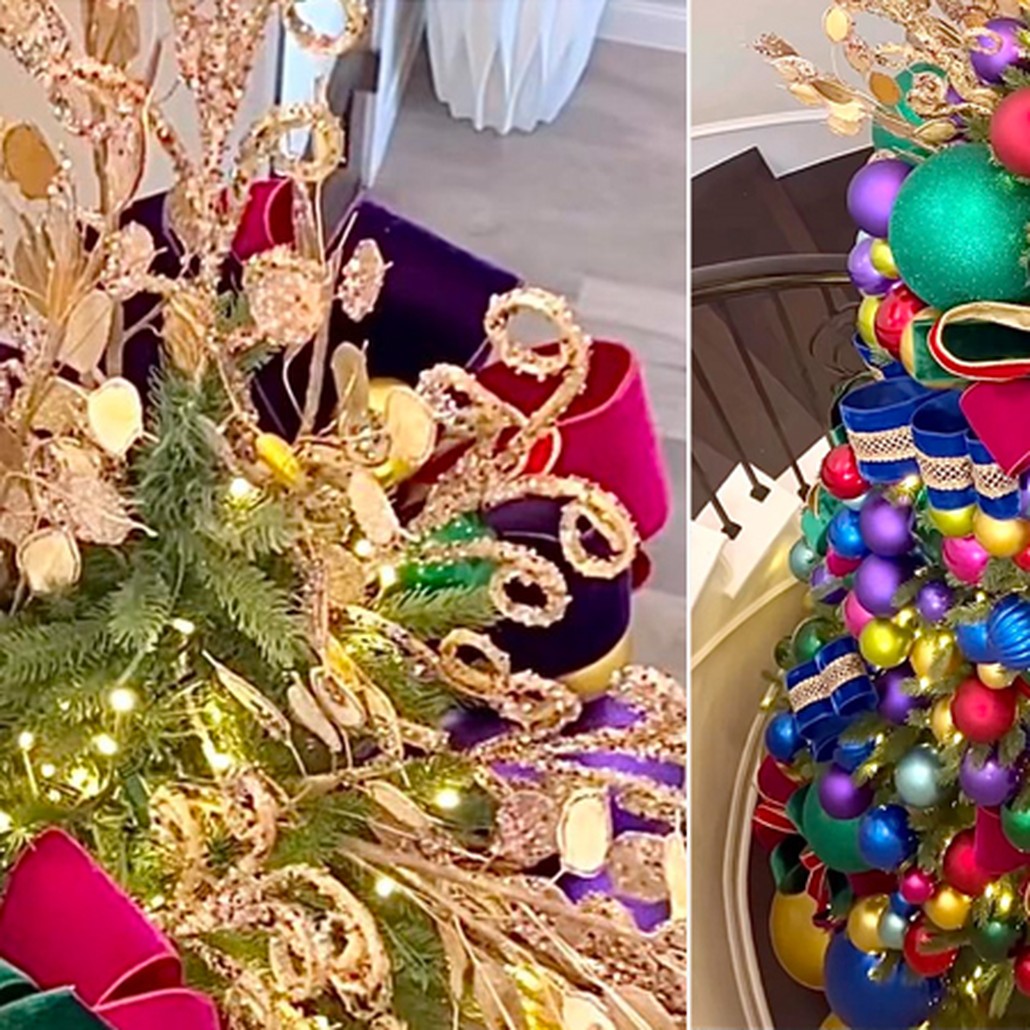 Дизайнерская Елка с Разноцветными шарами Christmas tree colorful balls