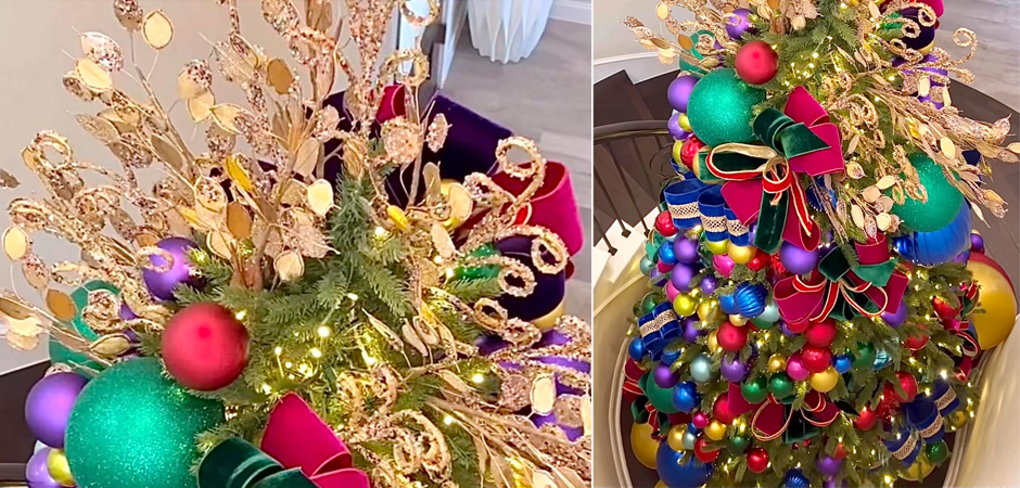 Дизайнерская Елка с Разноцветными шарами Christmas tree colorful balls