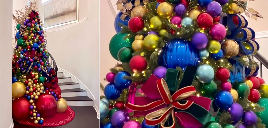 Дизайнерская Елка с Разноцветными шарами Christmas tree colorful balls