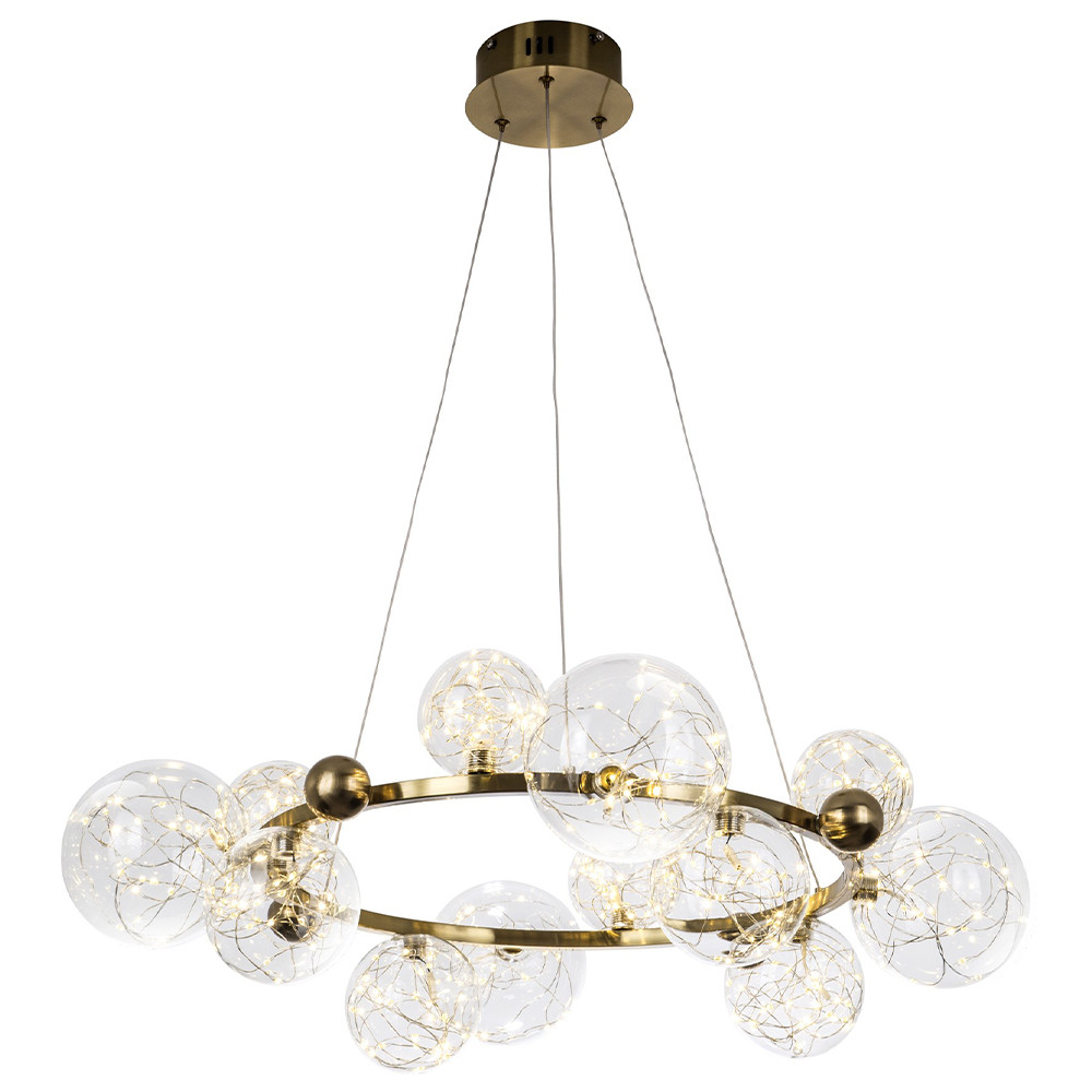 Дизайнерская кольцевая люстра с гирляндой внутри стеклянных плафонов Iona Garland Chandelier 12