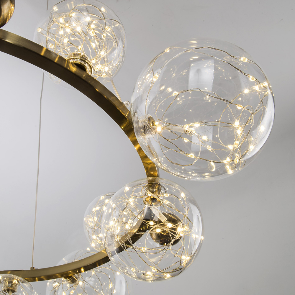 Дизайнерская кольцевая люстра с гирляндой внутри стеклянных плафонов Iona Garland Chandelier 12