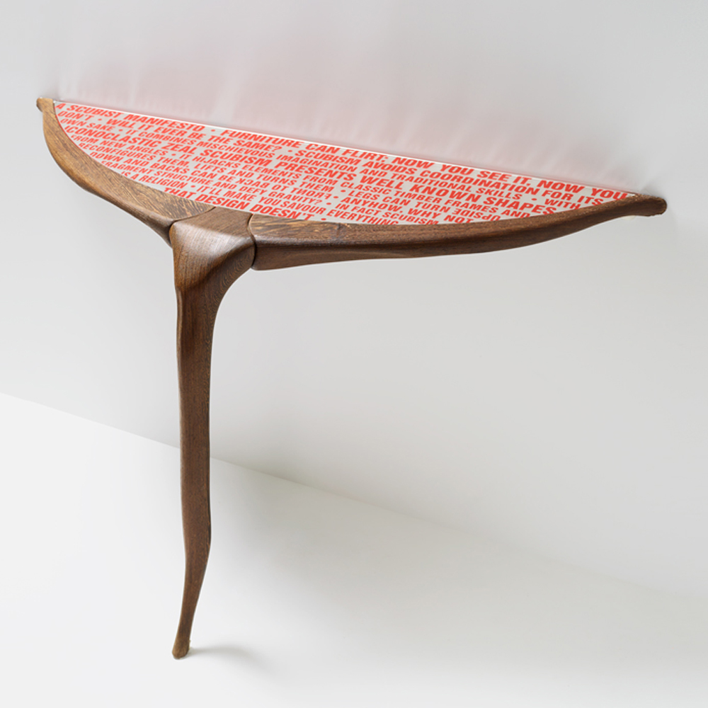 Дизайнерская консоль деревянная на одной ножке Poltronova Gallino Connsole Table