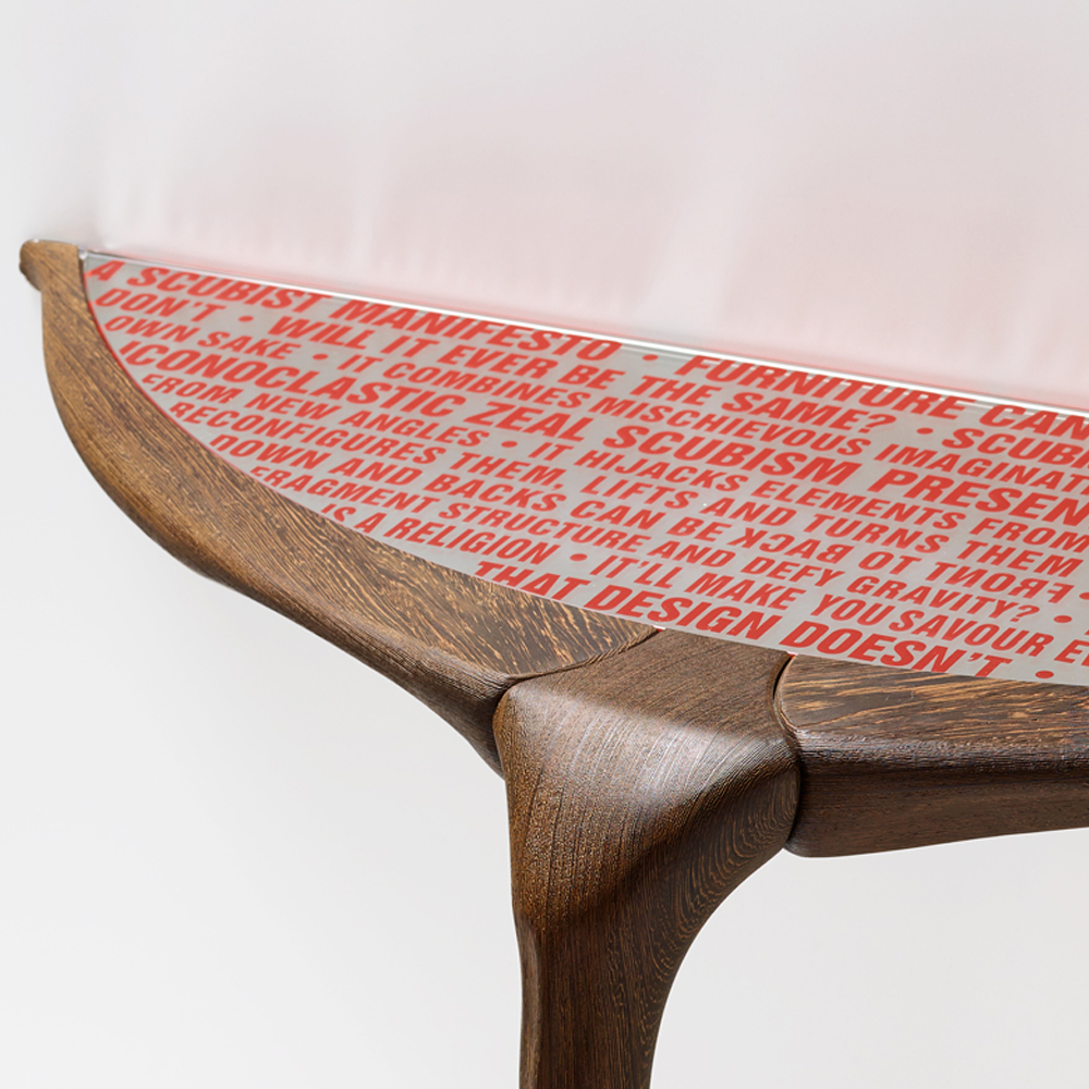 Дизайнерская консоль деревянная на одной ножке Poltronova Gallino Connsole Table