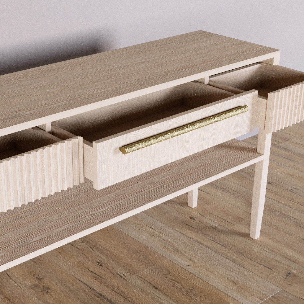 Дизайнерская Консоль с полкой и ящиком Primo Светлый дуб