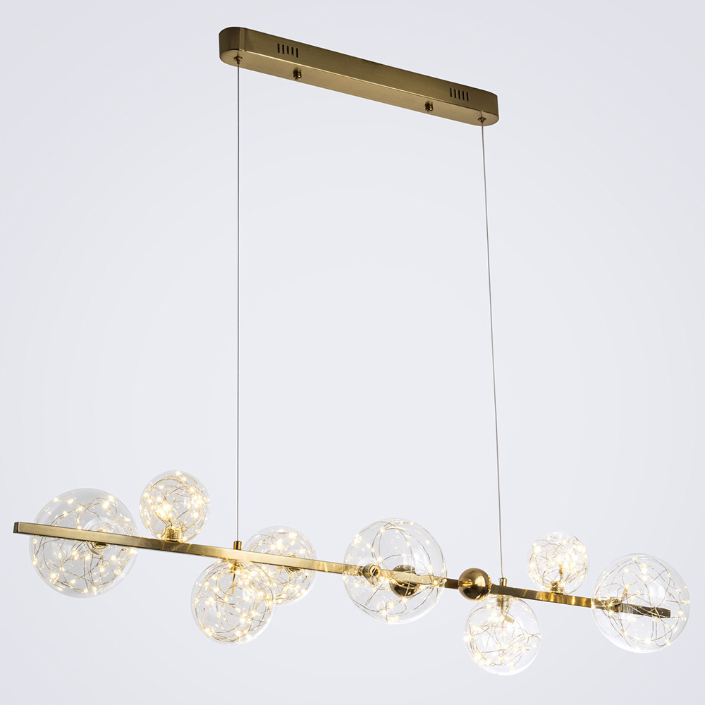 Дизайнерская линейная люстра с гирляндой внутри стеклянных плафонов Iona Garland Chandelier