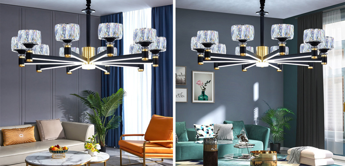 Дизайнерская Люстра 10 хрустальных плафонов Crystal Shades Chandelier