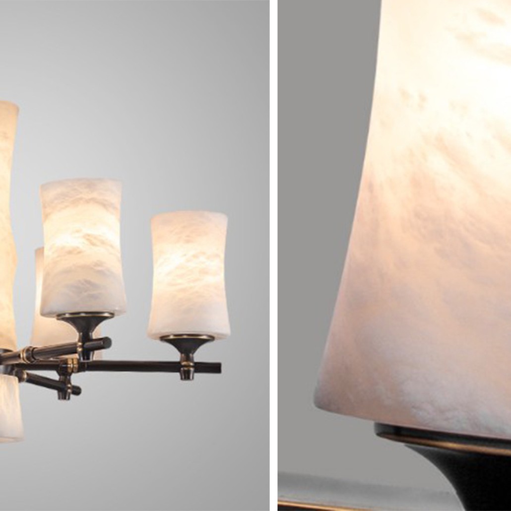 Дизайнерская люстра 6 плафонов из натурального мрамора Marble Shades Chandelier