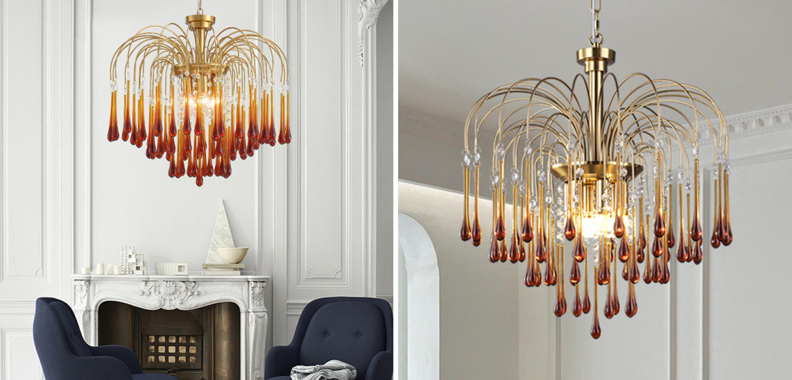 Дизайнерская люстра Amber Drops Chandelier