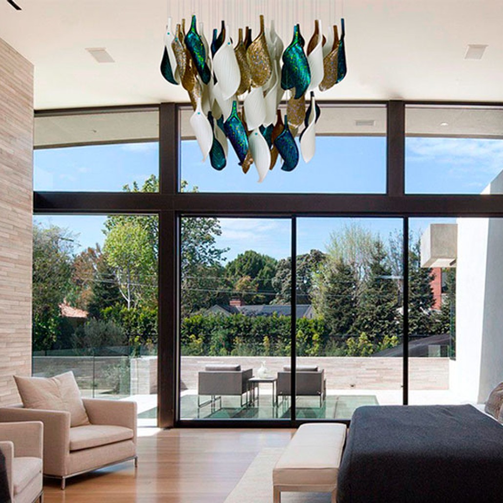 Дизайнерская люстра Turquoise Flower Petals высота 60 см
