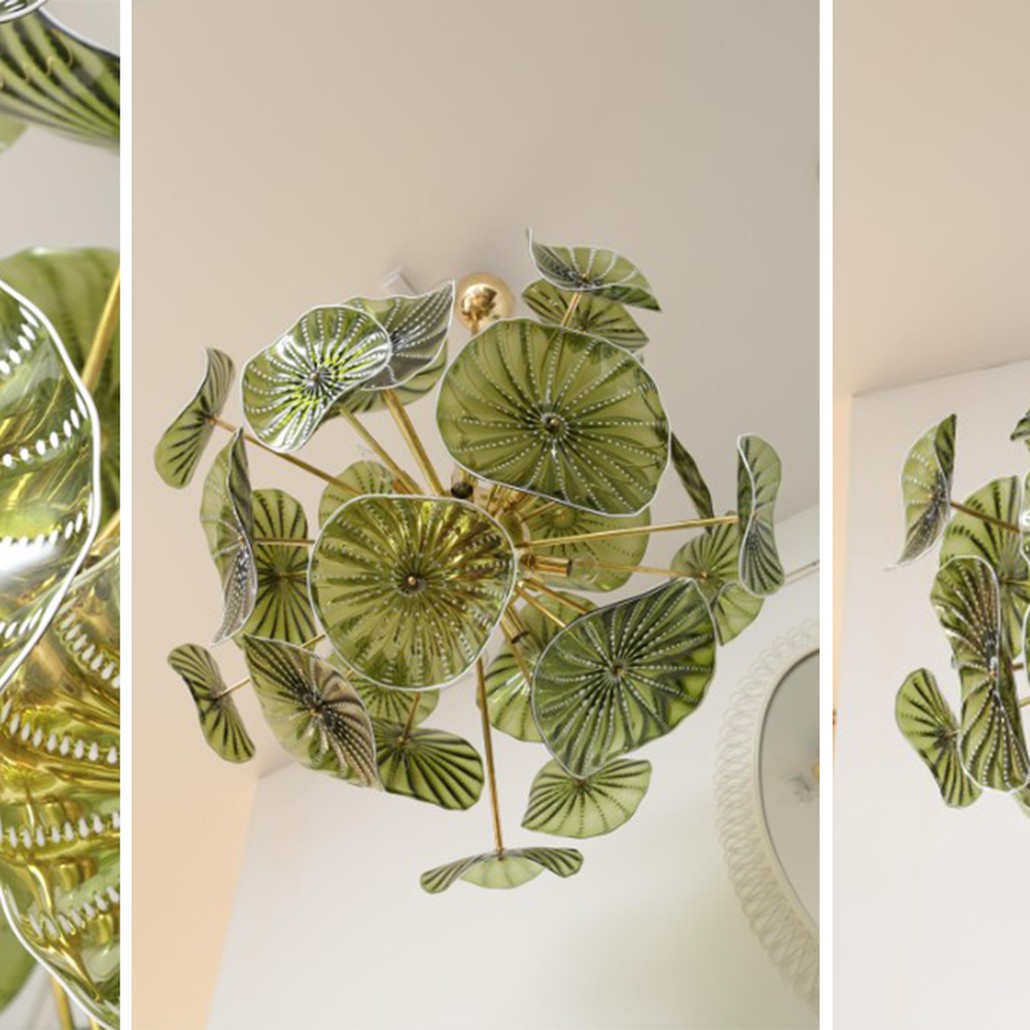 Дизайнерская Люстра Зеленое Стекло Модерн середины ХХ века Murano Hand Blown Chartreuse Green Glass Chandelier