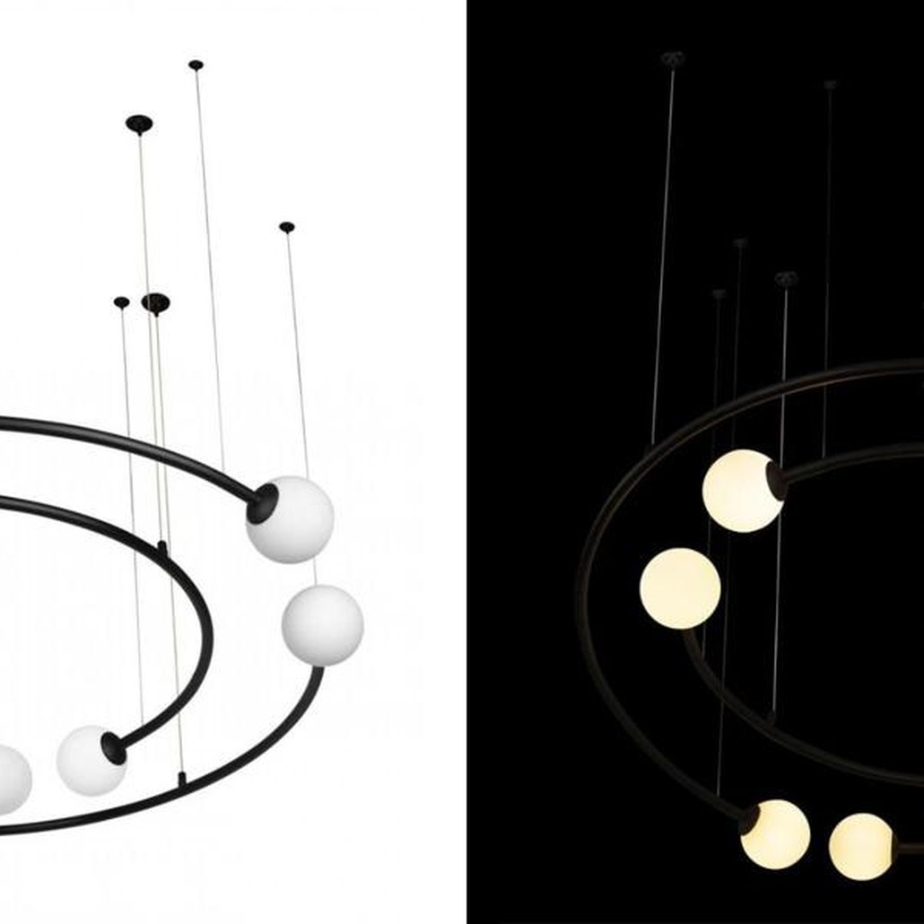 Дизайнерская Модульная Люстра PLANETARY two rings Black 100 см