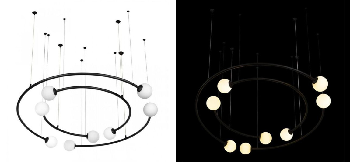 Дизайнерская Модульная Люстра PLANETARY two rings Black 100 см