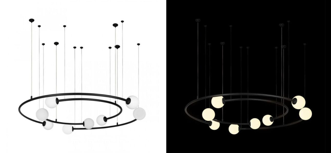 Дизайнерская Модульная Люстра PLANETARY two rings Black 100 см