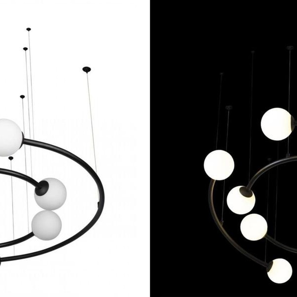 Дизайнерская Модульная Люстра PLANETARY two rings Black 80 см