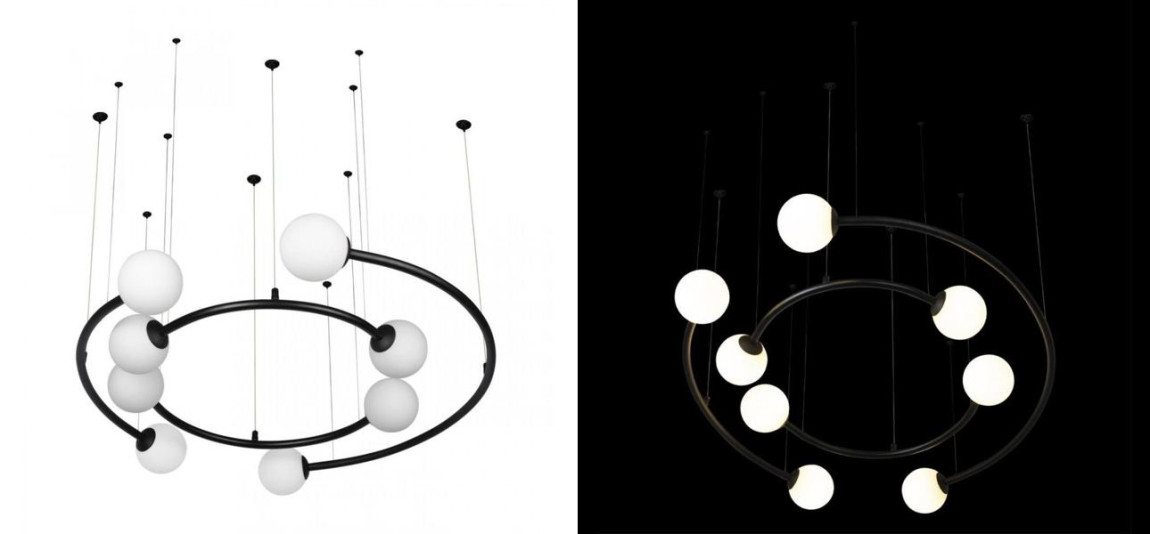 Дизайнерская Модульная Люстра PLANETARY two rings Black 80 см