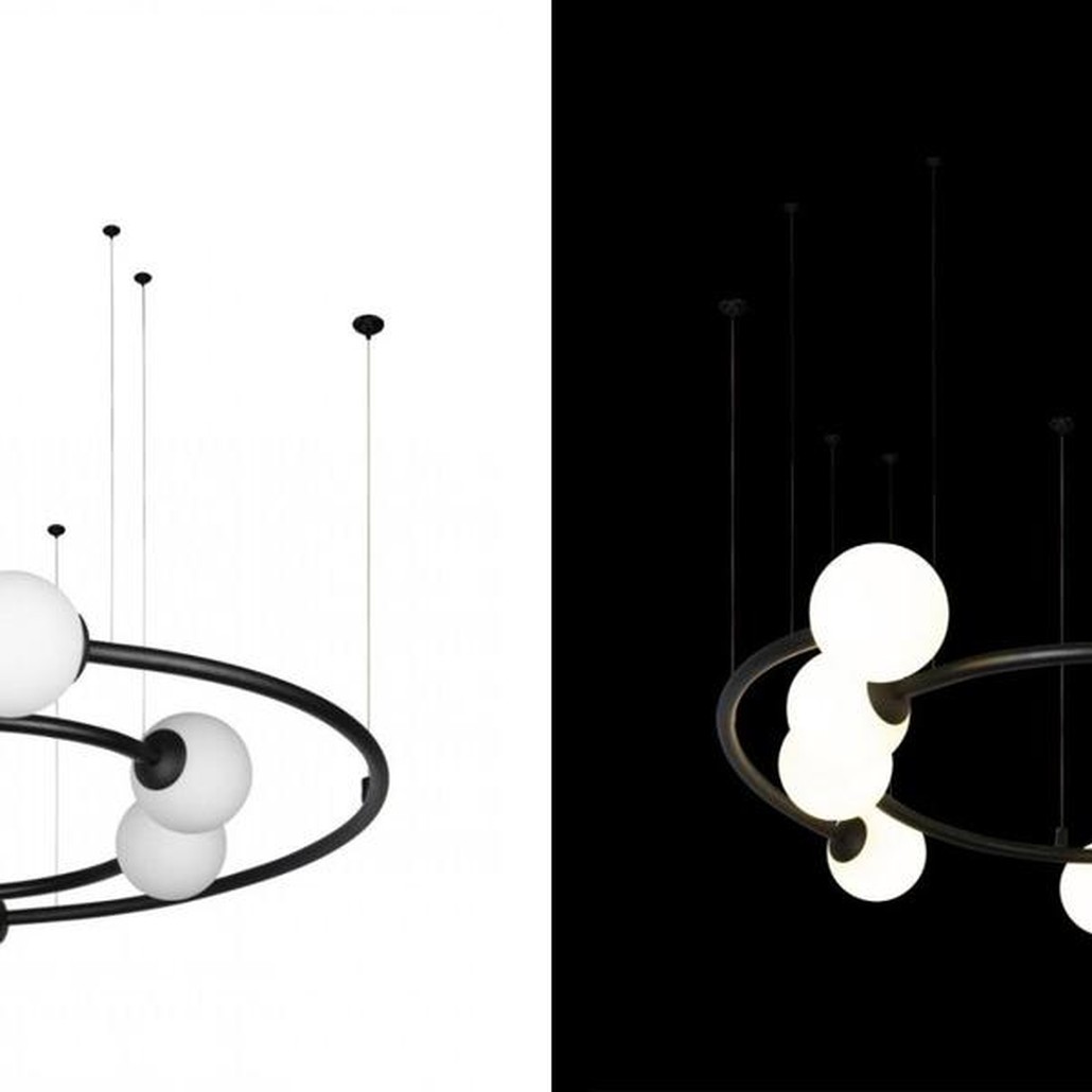 Дизайнерская Модульная Люстра PLANETARY two rings Black 80 см