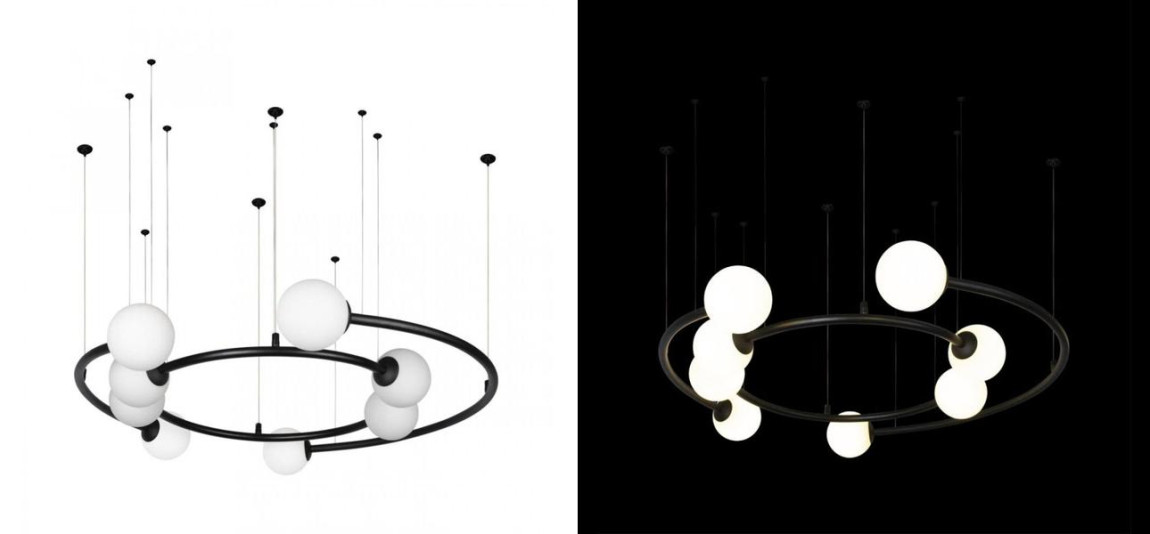 Дизайнерская Модульная Люстра PLANETARY two rings Black 80 см