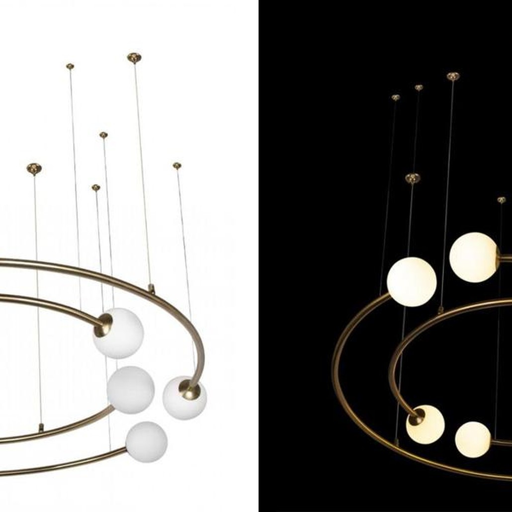 Дизайнерская Модульная Люстра PLANETARY two rings Gold 100 см