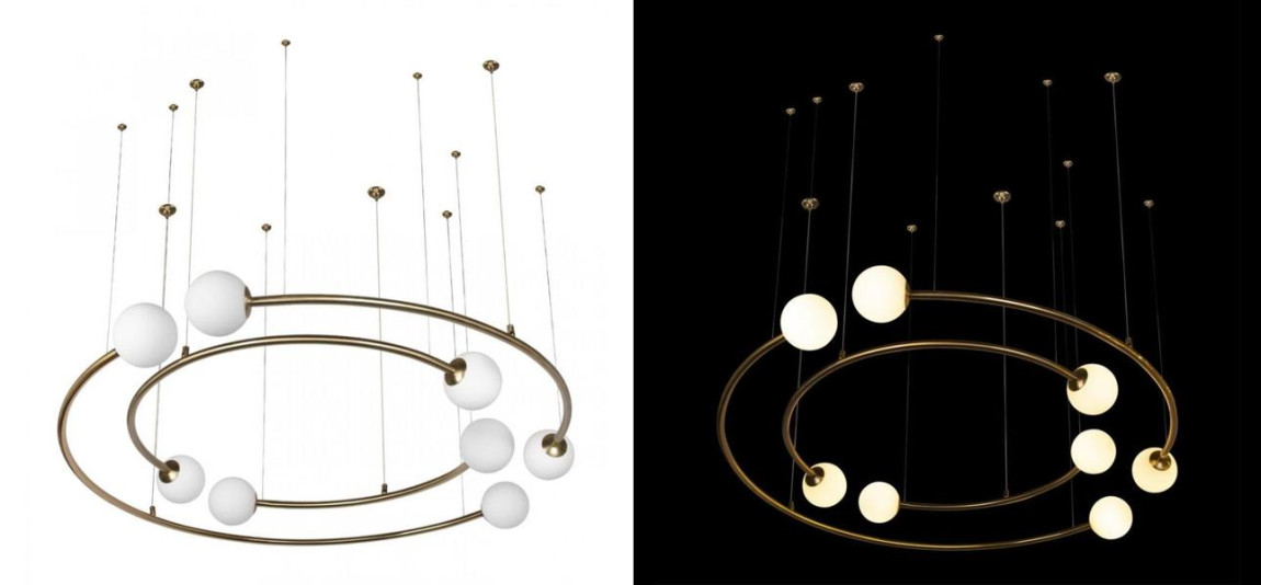 Дизайнерская Модульная Люстра PLANETARY two rings Gold 100 см