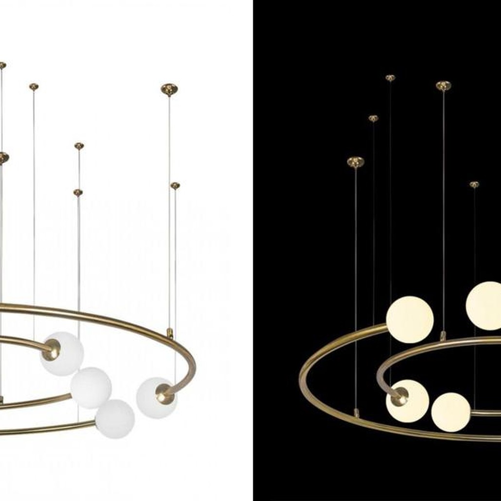 Дизайнерская Модульная Люстра PLANETARY two rings Gold 100 см