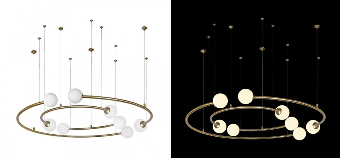 Дизайнерская Модульная Люстра PLANETARY two rings Gold 100 см