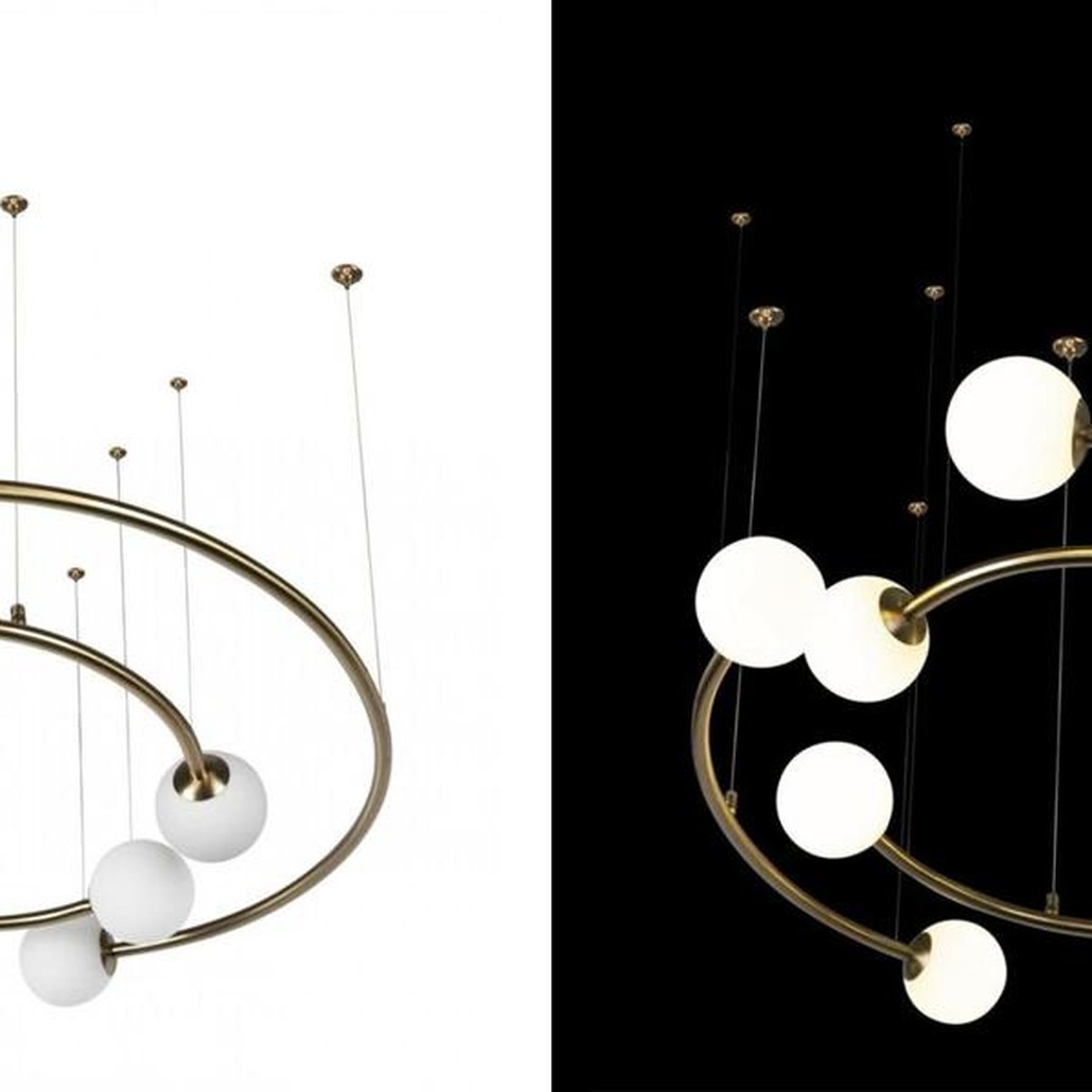 Дизайнерская Модульная Люстра PLANETARY two rings Gold 80 см