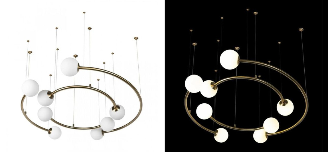 Дизайнерская Модульная Люстра PLANETARY two rings Gold 80 см