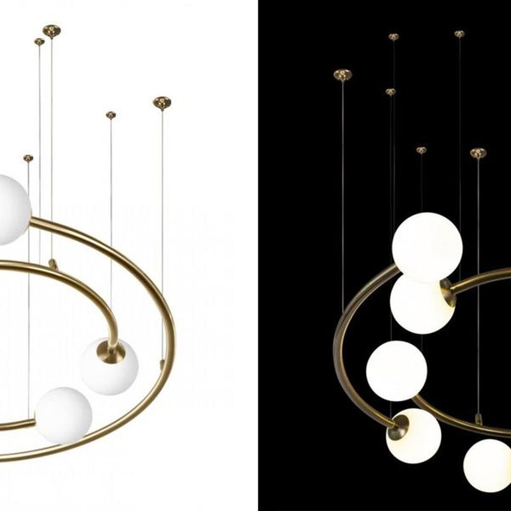 Дизайнерская Модульная Люстра PLANETARY two rings Gold 80 см