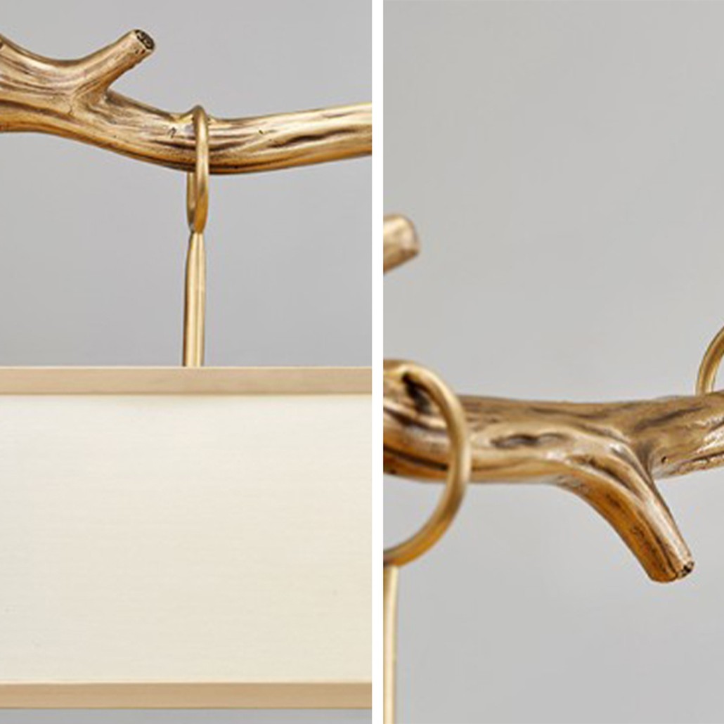 Дизайнерская прямоугольная люстра с золотой веткой Rectangular chandelier golden branch