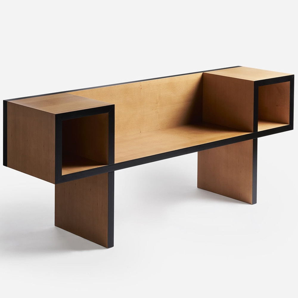 Дизайнерская скамейка  Canton  Beech and Black Bench