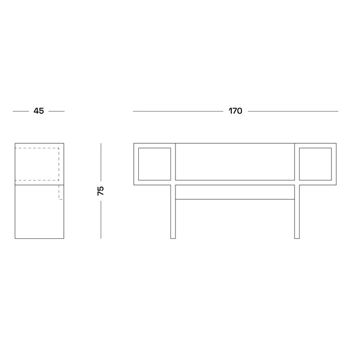 Дизайнерская скамейка Canton Beech and Black Bench
