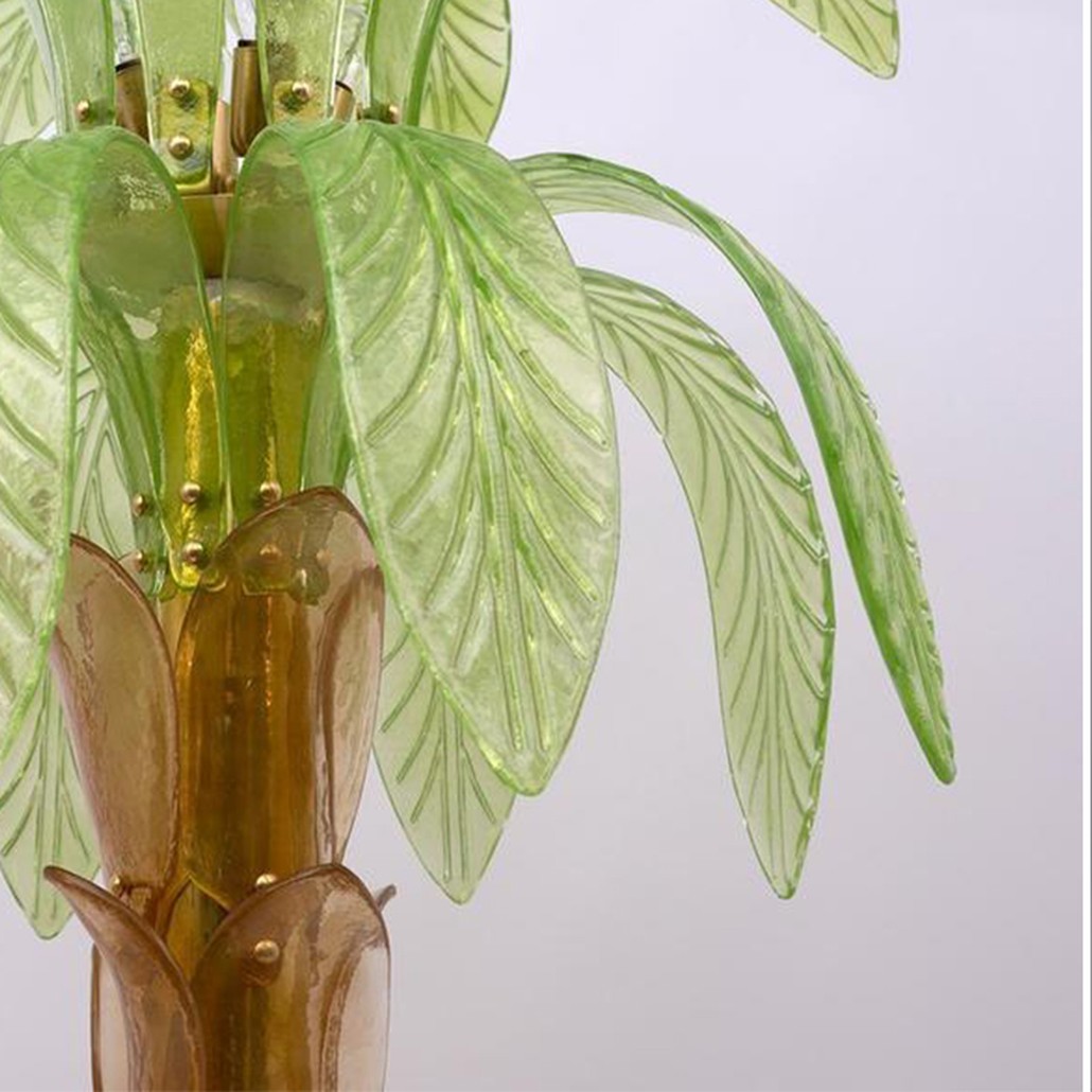 Дизайнерская Торшер Пальма из Стекла Модерн ХХ века Pair Of Murano Glass And Brass Palm Tree Floor Lamp