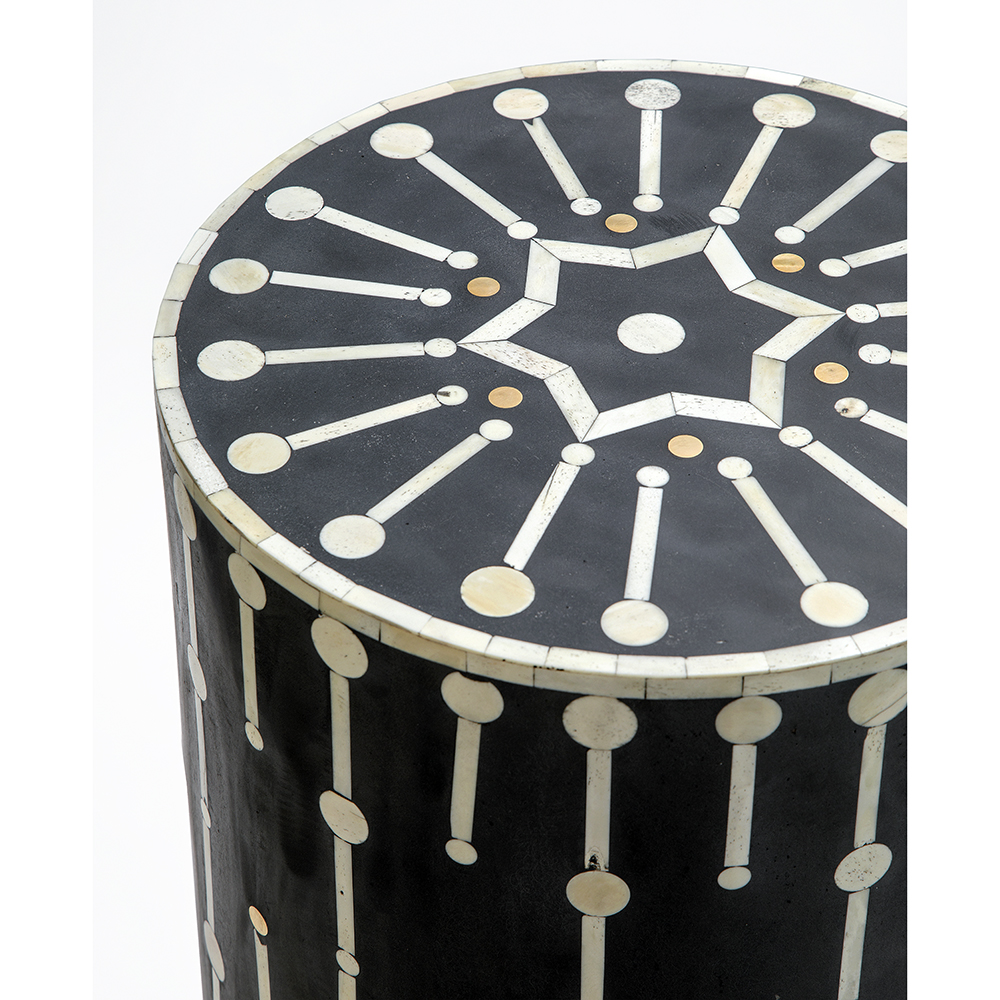 Дизайнерские приставной столик с инкрустацией Mandika Bone Inlay Stool