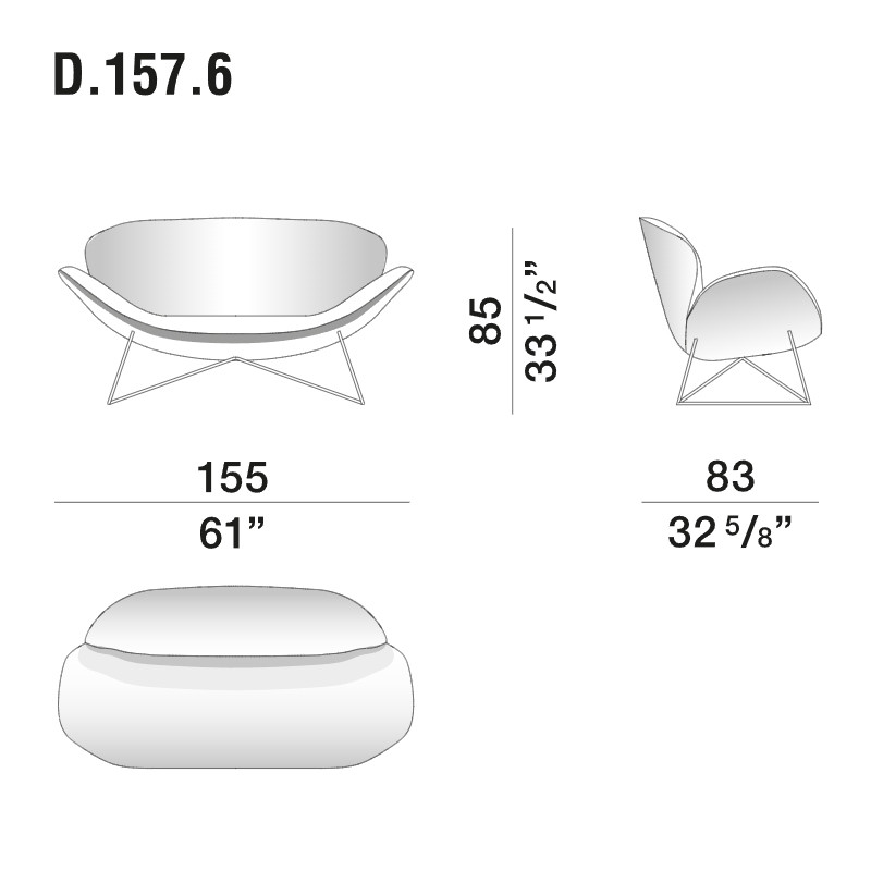 Дизайнерский двухместный диван Gio Ponti D.157.6  - DUE FOGLIE Sofa