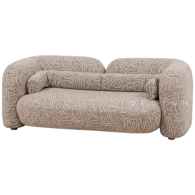 Дизайнерский двухместный диван с мягкими спинкой и подлокотниками светло-коричневый с принтом Madelaine Sofa Cocoa