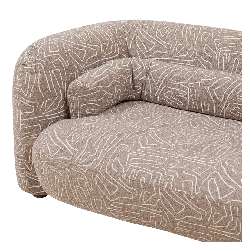 Дизайнерский двухместный диван с мягкими спинкой и подлокотниками светло-коричневый с принтом Madelaine Sofa Cocoa