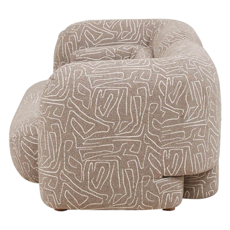 Дизайнерский двухместный диван с мягкими спинкой и подлокотниками светло-коричневый с принтом Madelaine Sofa Cocoa