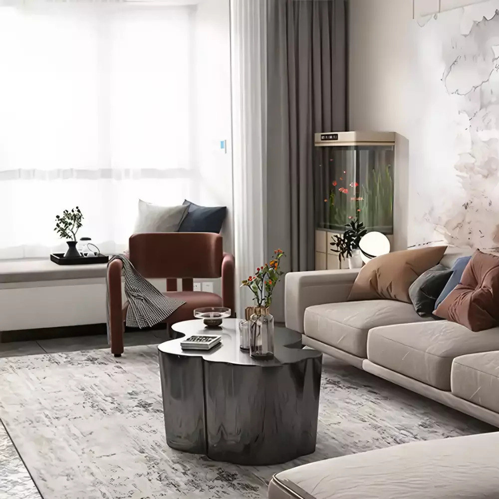 Дизайнерский журнальный стол зеркальный волнистой формы Gytep