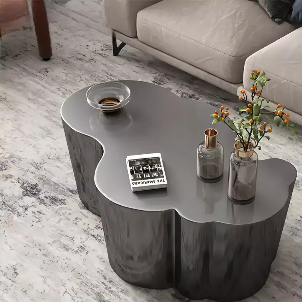 Дизайнерский журнальный стол зеркальный волнистой формы Gytep