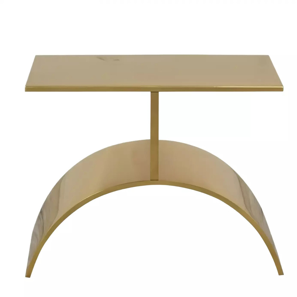 Дизайнерский журнальный стол золотой на полукруглом основании Wecaben