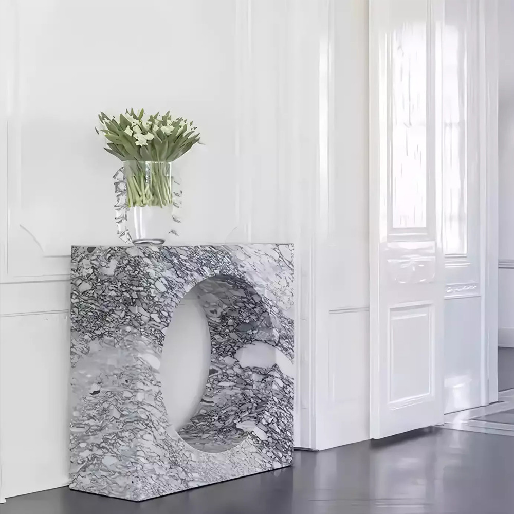 Дизайнерский журнальный стол квадратной формы с круглой нишей Guxawar