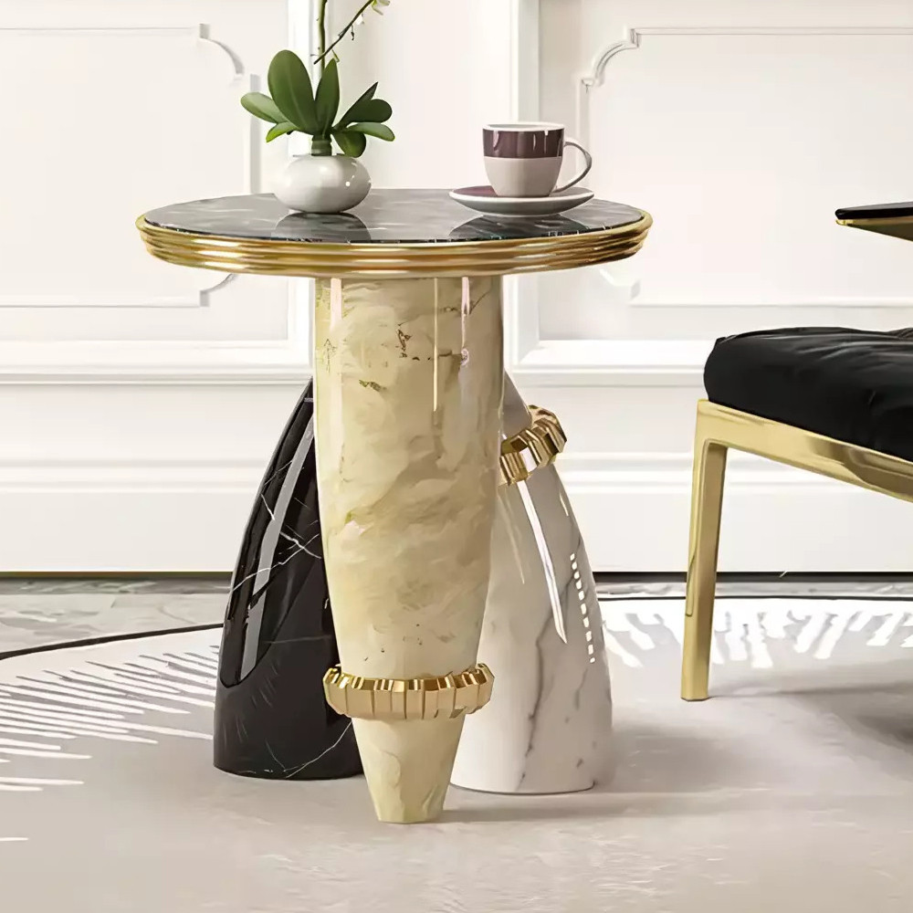 Дизайнерский журнальный стол круглый на 3-х фигурных ножках Cuzadit